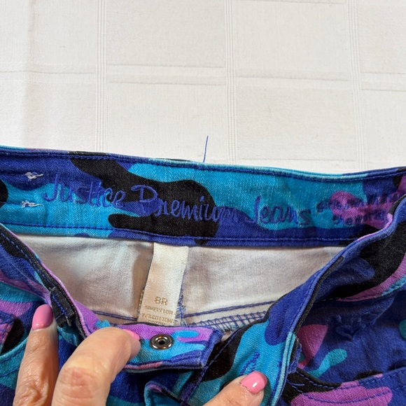 Justice Premium Blue and Purple Camouflage Jean Shorts - Picture 2 of 10